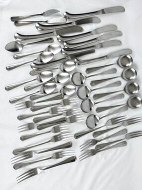 Vintage Stainless Steel 39 pieces Flatware Set 8 Place Settings 5 pc Japan MCM